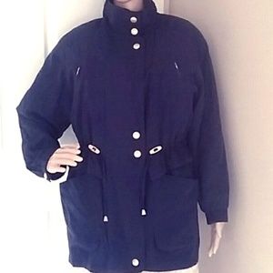 Navy Silky Feminine Lightweight Windbreaker